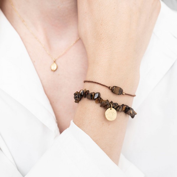 Náramek Gemstone Tiger Eye Gold