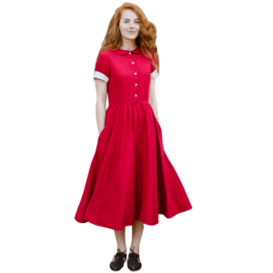 Lněné šaty Classic Red Poppy