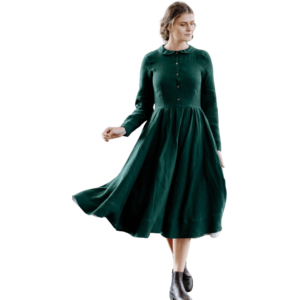 SON DE FLOR lněné šaty Classic Evergreen