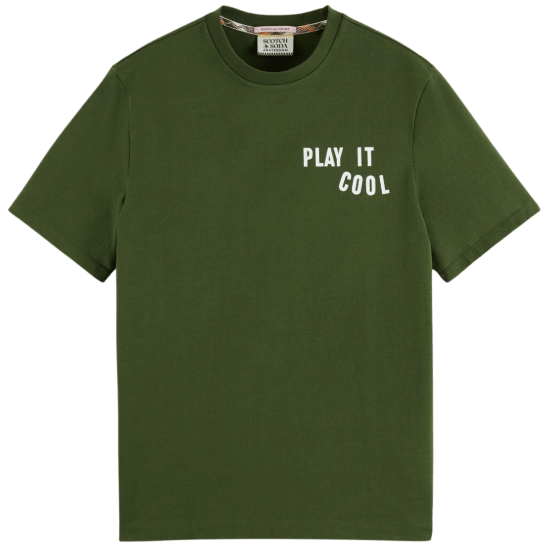 Scotch & Soda pánské zelené tričko s nápisem Play It Cool