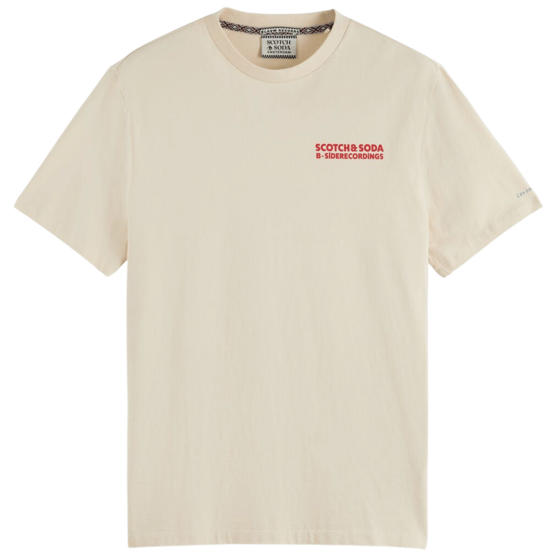 Scotch & Soda pánské béžové tričko s nápisem