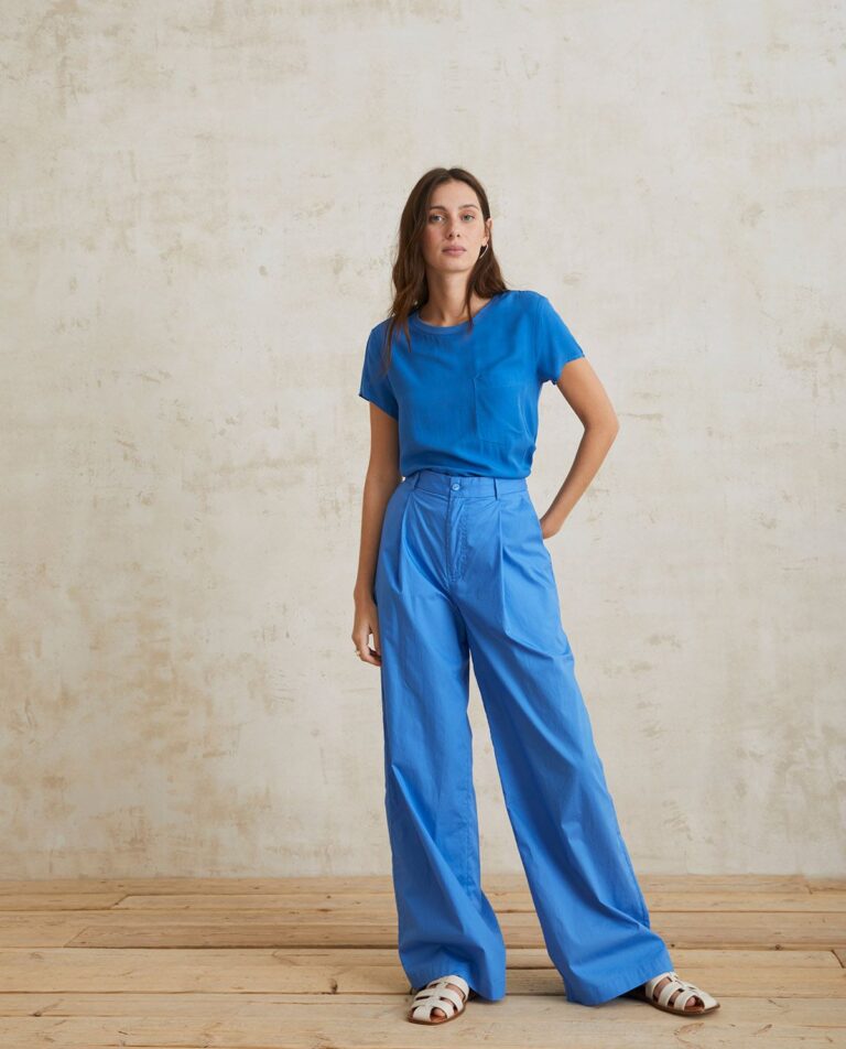 YERSE dámské široké modré kalhoty