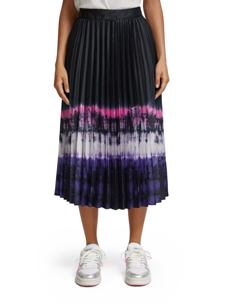 SCOTCH & SODA černá plisovaná midi sukně s batikou