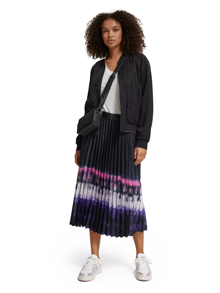 SCOTCH & SODA černá plisovaná midi sukně s batikou