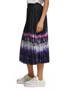 SCOTCH & SODA černá plisovaná midi sukně s batikou