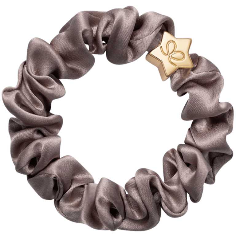 byEloise Gold Star Silk Scrunchie - Iced Latte