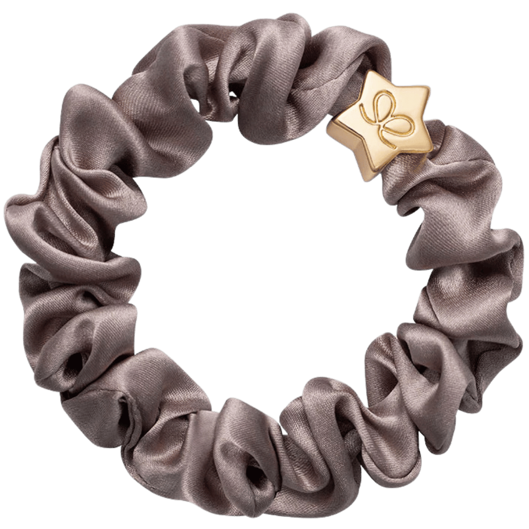 byEloise Gold Star Silk Scrunchie - Iced Latte