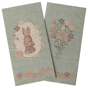 Maileg Velikonoční ubrousky | Napkin, Lapin de Pâques - Green/Rose
