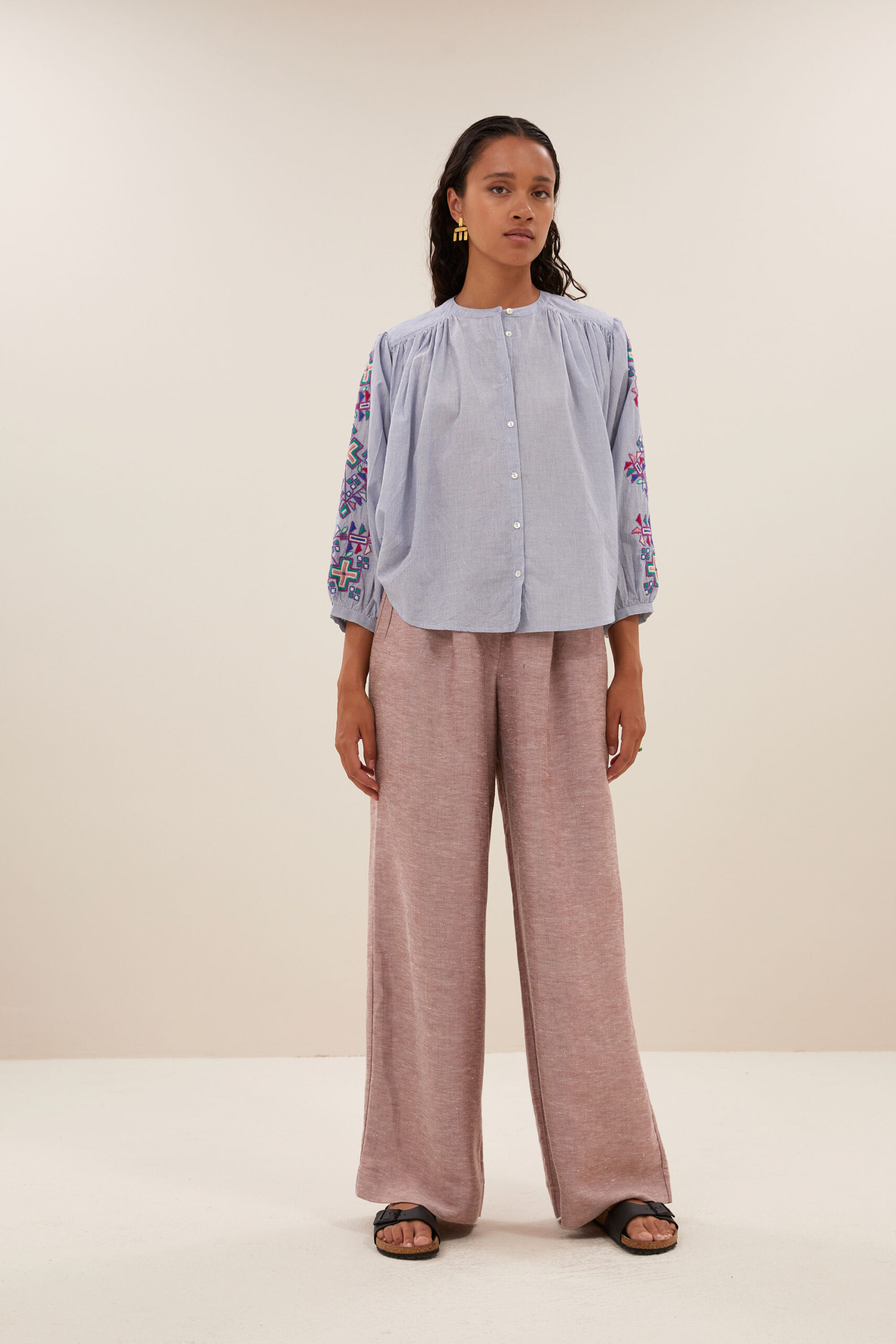 Metalické kalhoty Benji Gloss Pants - Mellow Rose