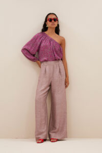 Metalické kalhoty Benji Gloss Pants - Mellow Rose