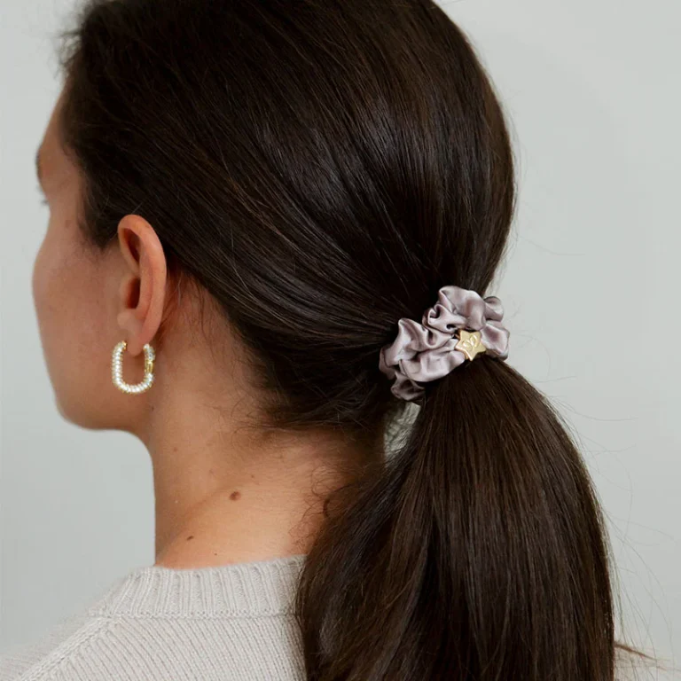 byEloise Gold Star Silk Scrunchie - Iced Latte