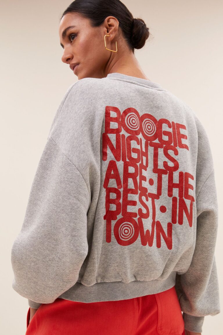 šedá mikina s nápisem bibi boogie nights sweater | grey melee